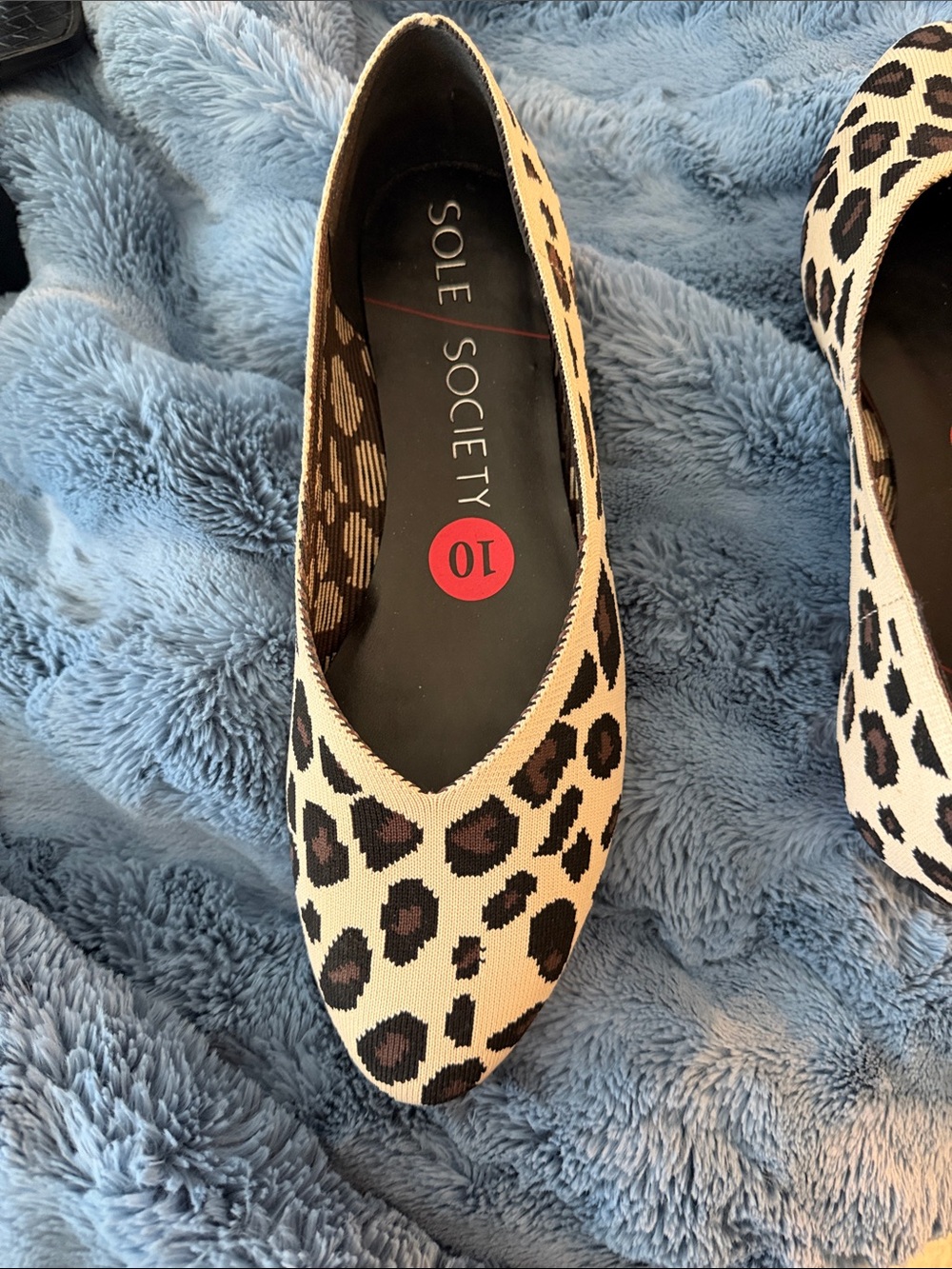 Sole Society Leopard-Print Pointed Toe Flats in Beige and Black